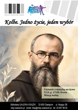 Maksymilian Kolbe bez pomnika - biblioteka zaprasza na czytanie z muzyką